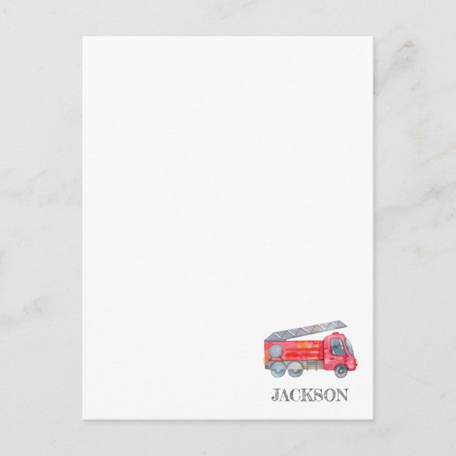 Modern Minimalist Fireman birthday Party Postcard (Front)