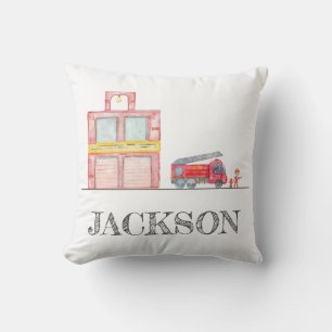 Modern Minimalist Fireman birthday Party Throw Pillow