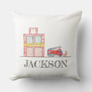 Modern Minimalist Fireman birthday Party Throw Pillow