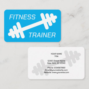 Modern minimalist fitness trainer gym coach blue business card
