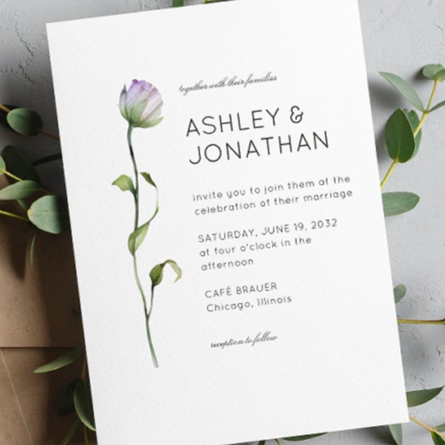 Modern Minimalist Floral Detail Wedding Invitation (Creator Uploaded)