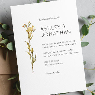 Modern Minimalist Floral Detail Wedding Invitation
