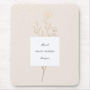 Modern Minimalist Floral Gold Mouse Pad