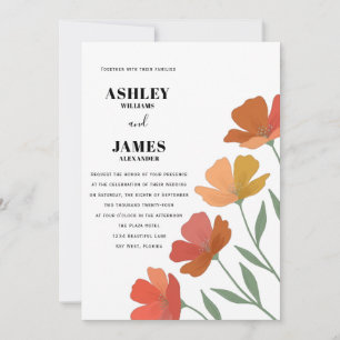 Modern Minimalist Floral Illustration with Warm To Invitation