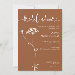 Modern Minimalist Floral Terracotta Bridal Shower Invitation