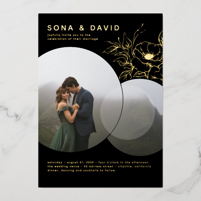 Modern Minimalist Floral Wedding Photo (Front)