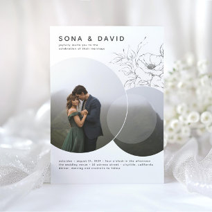 Modern Minimalist Floral Wedding Photo Invitation