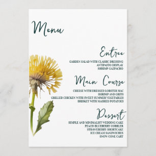Modern Minimalist Floral Wedding Table Menu Cards