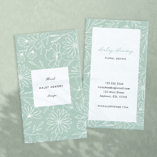 Modern Minimalist Florist Floral Pattern Green Business Card