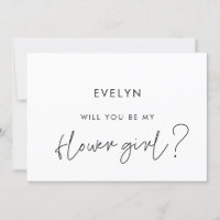 Modern Minimalist Flower girl proposal card