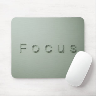 Modern Minimalist FOCUS Quote Sage Green Aesthetic Mouse Pad