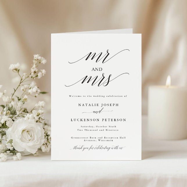 Modern Minimalist Folded Wedding Program (Creator Uploaded)