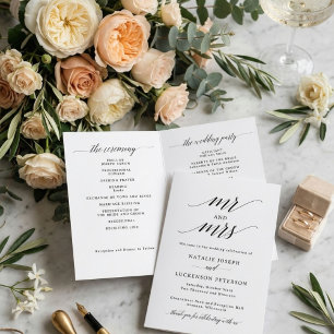Modern Minimalist Folded Wedding Program