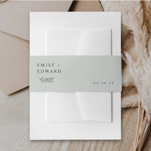 Modern Minimalist Foliage Soft Sage Wedding Invitation Belly Band
