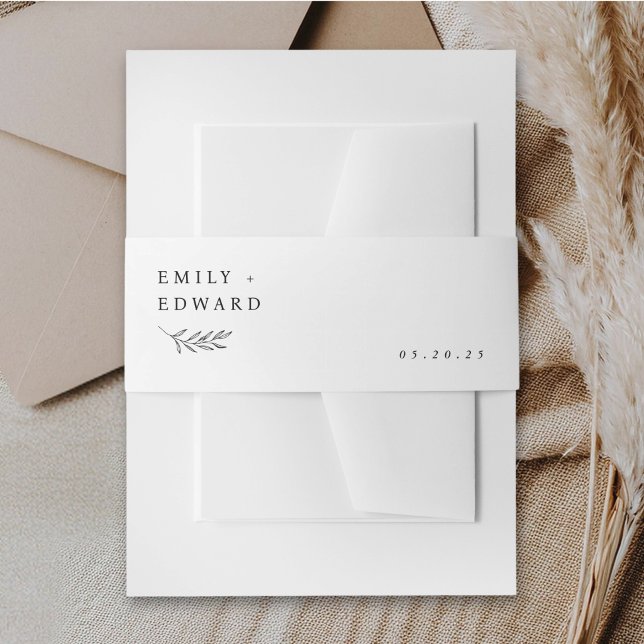 Modern Minimalist Foliage Wedding Invitation Belly Band (Creator Uploaded)