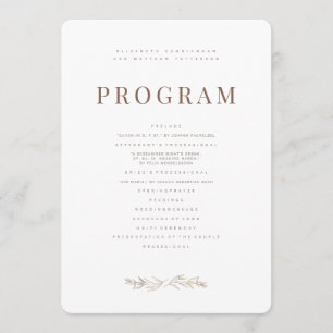 Modern + Minimalist Foliage Wedding Program