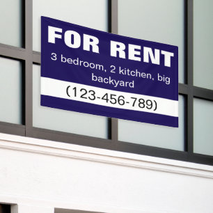 Modern Minimalist For Rent Real Estate Dark Blue Banner