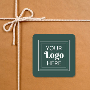 Modern Minimalist Forest Green White Business Logo Square Sticker