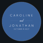 Modern Minimalist French Blue Custom Wedding Classic Round Sticker<br><div class="desc">Modern Minimalist French Blue Custom Wedding Classic Round Sticker</div>