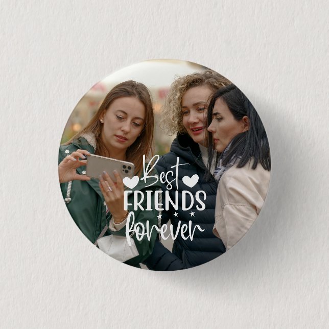 Modern Minimalist Friends Photo  1 Inch Round Button (Front)