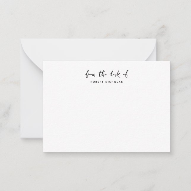 Modern Minimalist From The Desk Of Personalized Card (Front)