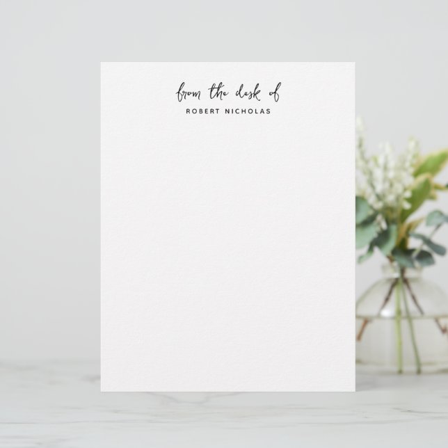 Modern Minimalist From The Desk Of Personalized Letterhead (Standing Front)