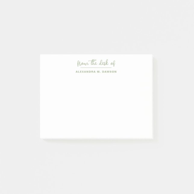 Modern Minimalist From The Desk Of Sage Green  Post-it Notes (Front)