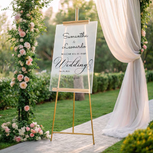 Modern Minimalist Frosted Acrylic Wedding Welcome Sign