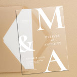 Modern Minimalist Frosted Wedding Acrylic Invitations<br><div class="desc">Modern Minimalist Frosted Acrylic Wedding Invitation. Features bold monogram typography and minimal graphic design. Personalize text with all the details of your special day.</div>