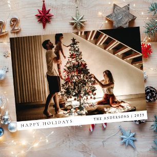 Modern Minimalist Full Photo Christmas Holidays Holiday Card