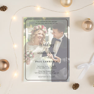 Modern Minimalist Full Photo Overlay Wedding  Invitation
