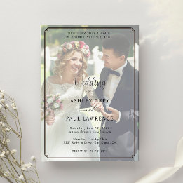 Modern Minimalist Full Photo Overlay Wedding  Invitation