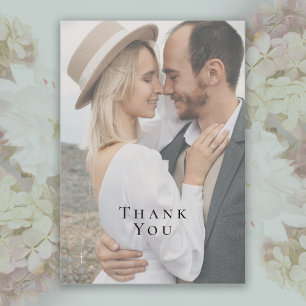 Modern Minimalist Full Photo Wedding Thank You Card