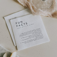 Modern Minimalist Fun Facts Wedding Napkins