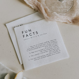 Modern Minimalist Fun Facts Wedding Napkins