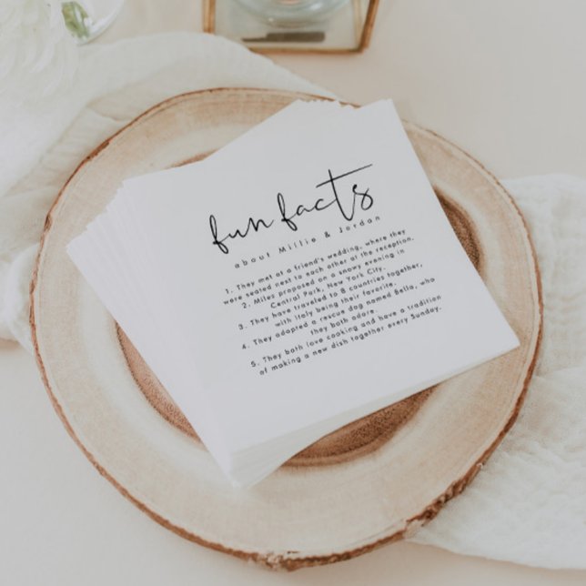 Modern Minimalist Fun Facts Wedding Napkins (Creator Uploaded)