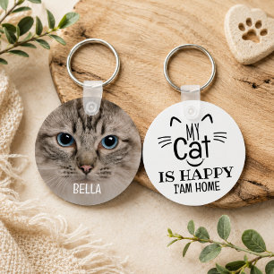 Modern Minimalist Fun Saying Cat Lover Pet Keychain