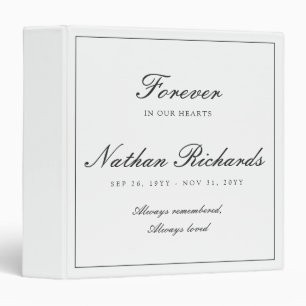 Modern Minimalist Funeral Forever in Our Hearts Binder