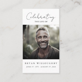 Modern Minimalist Funeral Memorial Prayer Card