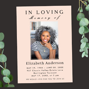 Modern Minimalist Funeral photo Simple Script Invitation