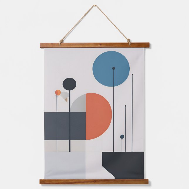 Modern Minimalist Geometric Abstract Art Hanging Tapestry (Front)