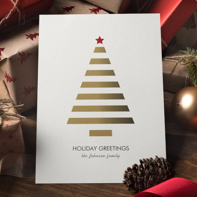 Modern Minimalist Geometric Christmas Tree Holiday Card (Creator Uploaded)
