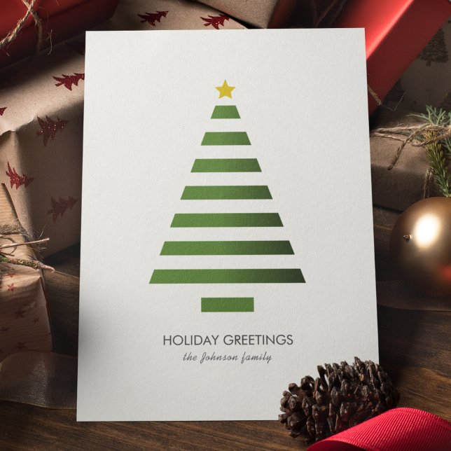 Modern Minimalist Geometric Christmas Tree Holiday Card (Creator Uploaded)