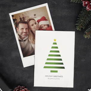 Modern Minimalist Geometric Christmas Tree Photo Holiday Card