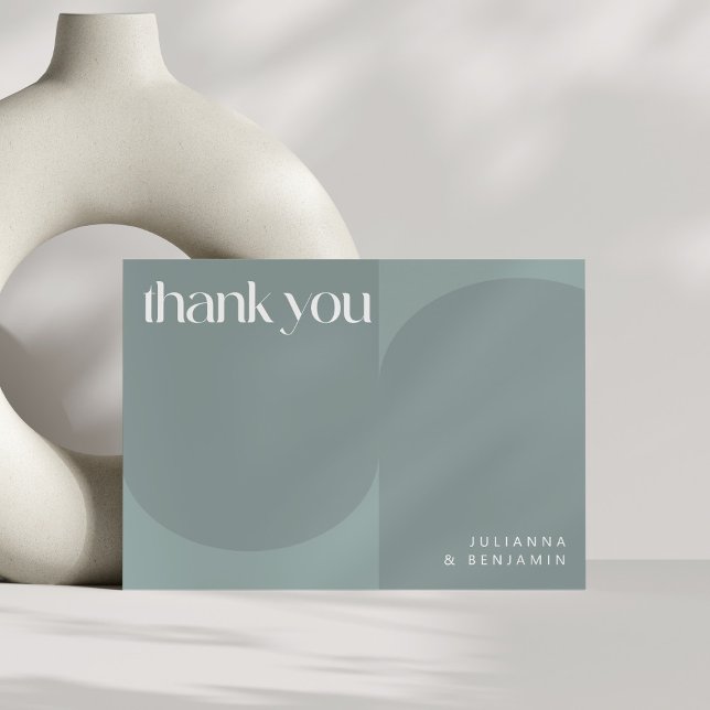 Modern Minimalist Geometric Dusty Teal Custom Thank You Card (Creator Uploaded)