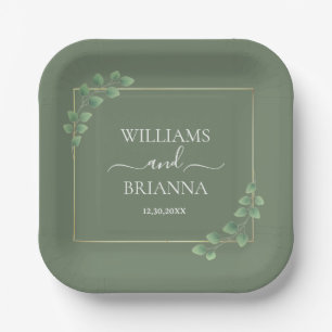 Modern Minimalist Geometric Frame Wedding  Paper Plate
