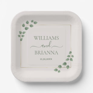 Modern Minimalist Geometric Frame Wedding  Paper Plate