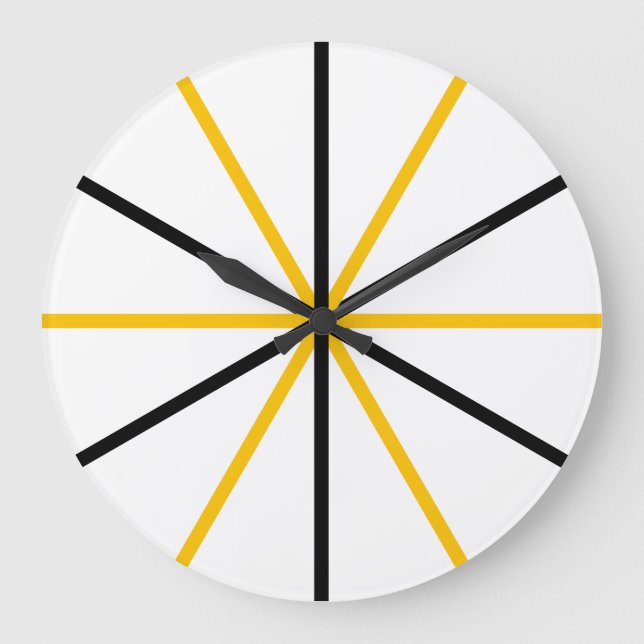 Modern Minimalist Geometric Gold Black Lines Large Clock (Front)