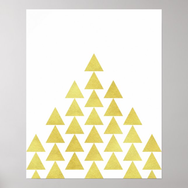 Modern minimalist geometric gold foil triangle art poster (Front)