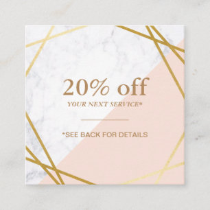 Modern Minimalist Geometric Marble Discount Coupon Square Business Card